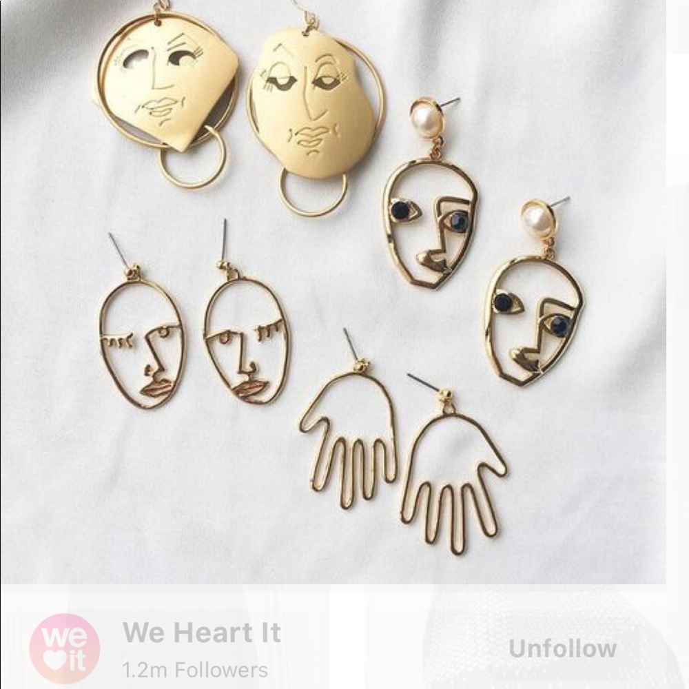 Dainty Face Outline Earrings - Picture 6 of 7